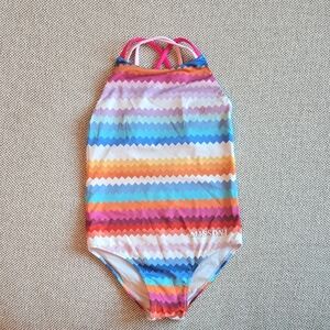 Missoni Girls Zigzag Stripe One-Piece Swimsuit - Pink, Blue, Orange, Purple
